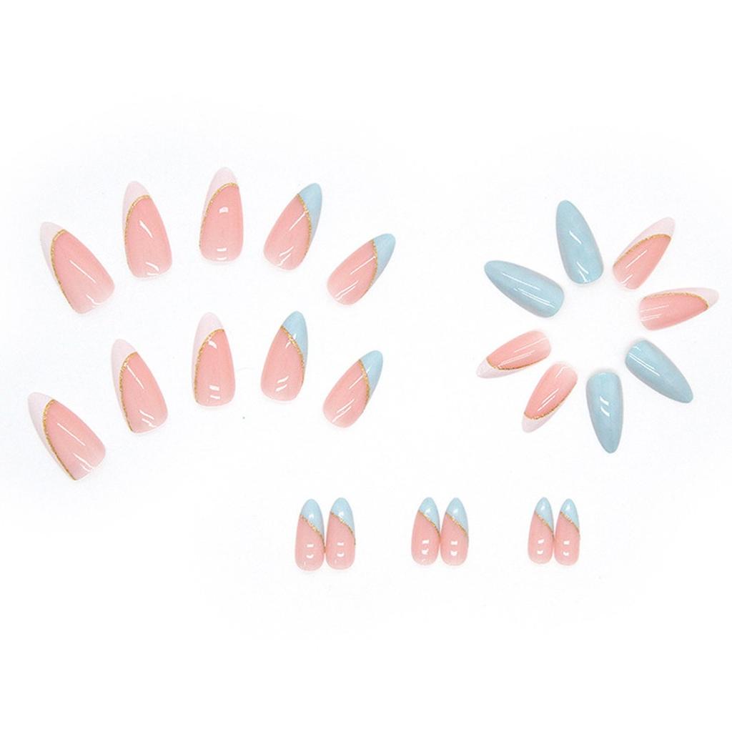 Нажмите на ногти Длинные акриловые ногти Накладные ногти Зеленые ногти Полное покрытие ногтей для женщин