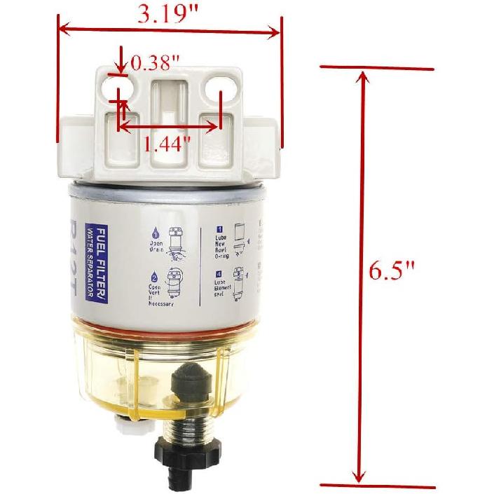 IFJF R12T Fuel Water Separator Marine 120AT NPT ZG1/4-19 Automotive Parts With Fitting -Complete Combo Filter Diesel Engine(Includes 2 Fittings,2