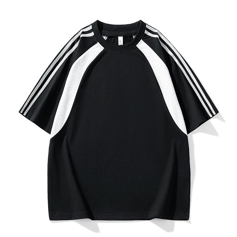 Футболка с коротким рукавом, мужская свободная рубашка с круглым вырезом, рукав семь четвертей, мужская футболка