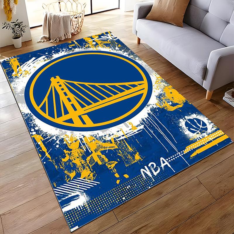 Golden bridge design with NBA theme. Non-slip rug suitable for living room and bedroom sofas.