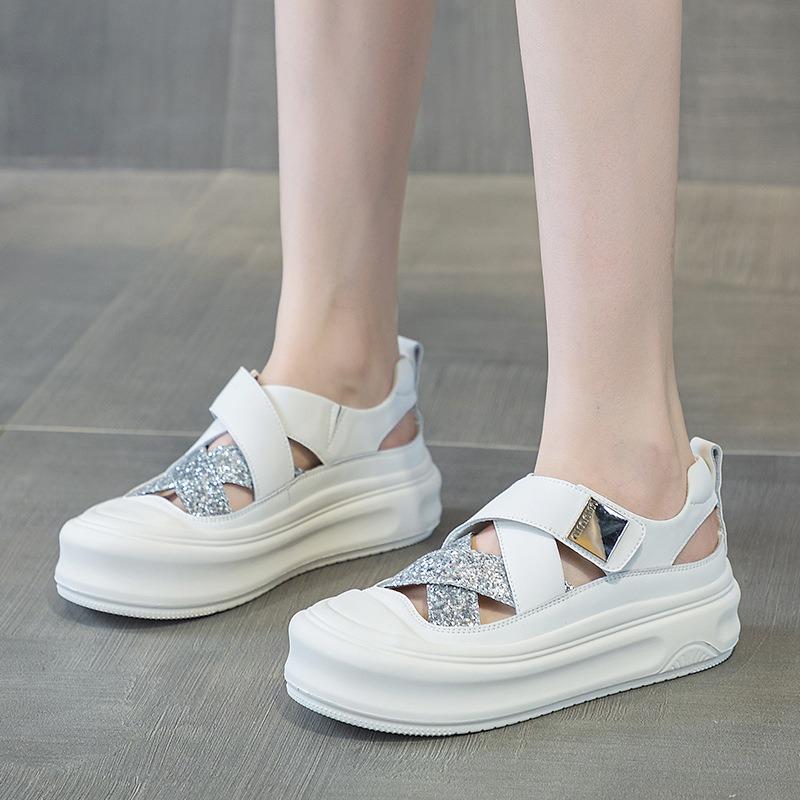 Белые туфли кексы с толстой подошвой, повседневные кроссовки