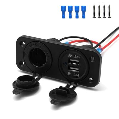 Автомобильный разветвитель розетки 12 В, двойной USB-зарядное устройство, адаптер питания, розетка для автомобиля, лодки, морского мотоцикла, скутера, автофургона, комплект для самостоятельной сборки
