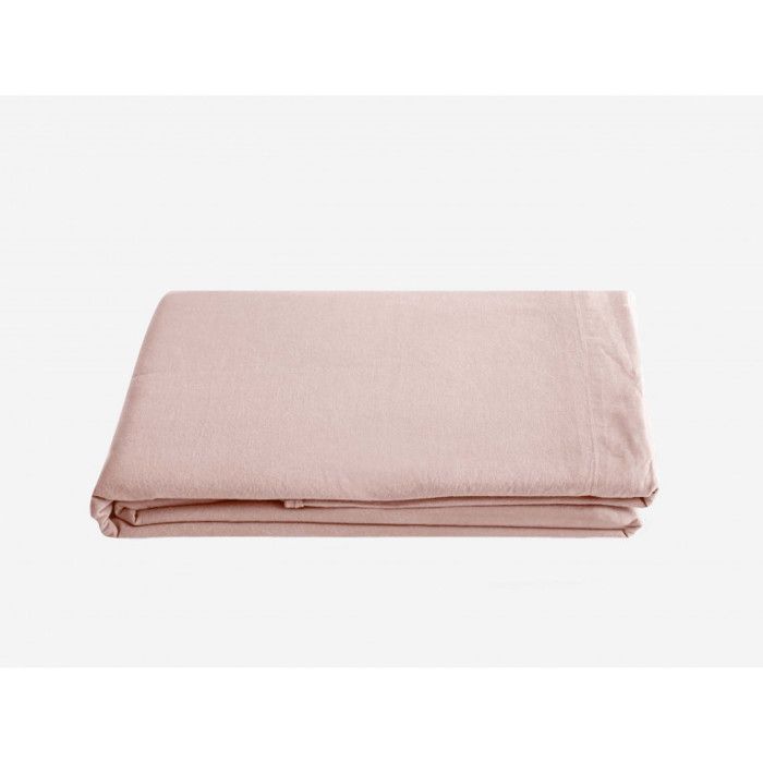 Drap plat Palace pur coton teint lavé, 63 fils/cm² Vent du sud - Palace Rose - 270 x 290 cm pour lit King Size