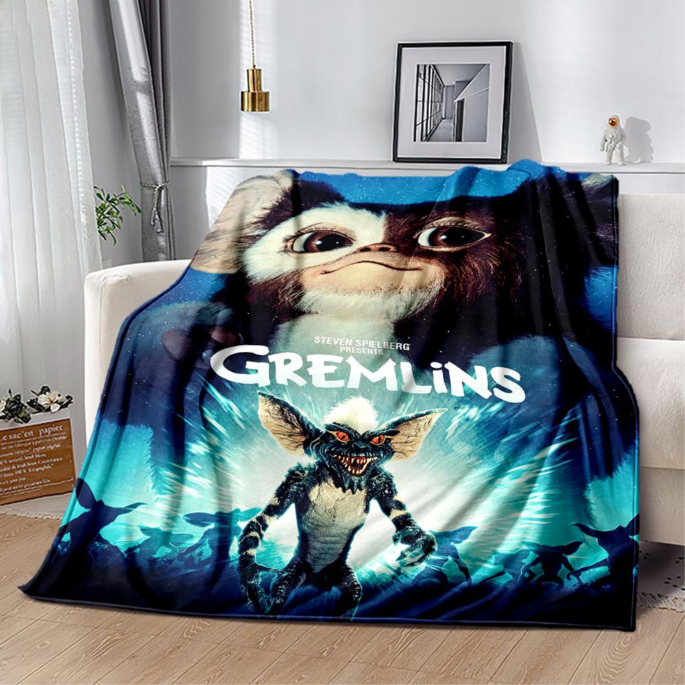 Gremlin Adventure In The Night Blankets are suitable for living rooms,making them an ideal choice for outdoor travel and gifts.