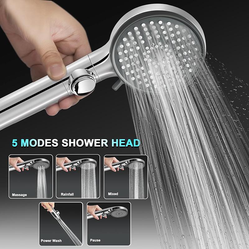 High Pressure 5 Mode RV Handheld Shower Head Water Saving Bathroom Faucet Accessories with Hose Holder