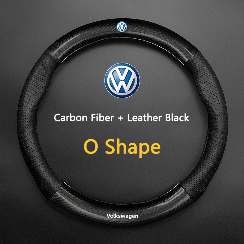 T26Carbon Fiber Leather Car Interior Steering Wheel Non-Slip Cover For Volkswagen VW GTI Polo Passat Golf Tiguan Jetta T-ROC Beetle