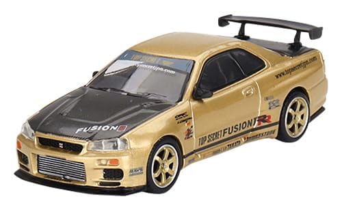MINI GT Масштаб 1/64 Nissan Skyline GT-R R34 Top Secret Золотой Праворульный Эксклюзив для Японии Готовое изделие