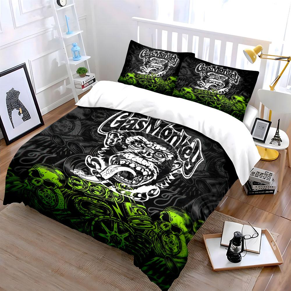 Gas Monkey Skull Bedding Set Bedding Duvet Cover Set Duvet Cover Pillowcases (1 * Duvet Cover 2 * Pillowcases, without duvet insert)