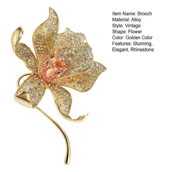 Stunning Flower Brooch Elegant Rhinestone Lapel Pins Mom And Wife Non-Allergenic Brooch For