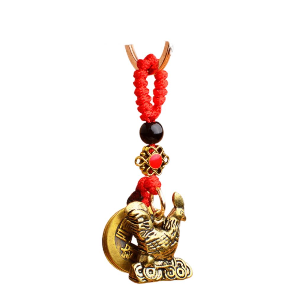 2Pcs Brass Material Five Emperors Money Keychain Fengshui Pendant Personal Accessories