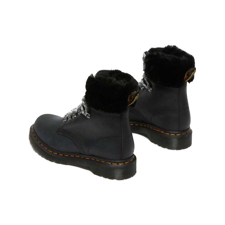 Dr. Martens Кожаные Короткие Сапоги с Желтой Отстрочкой Женские Сапоги Черные 26951001