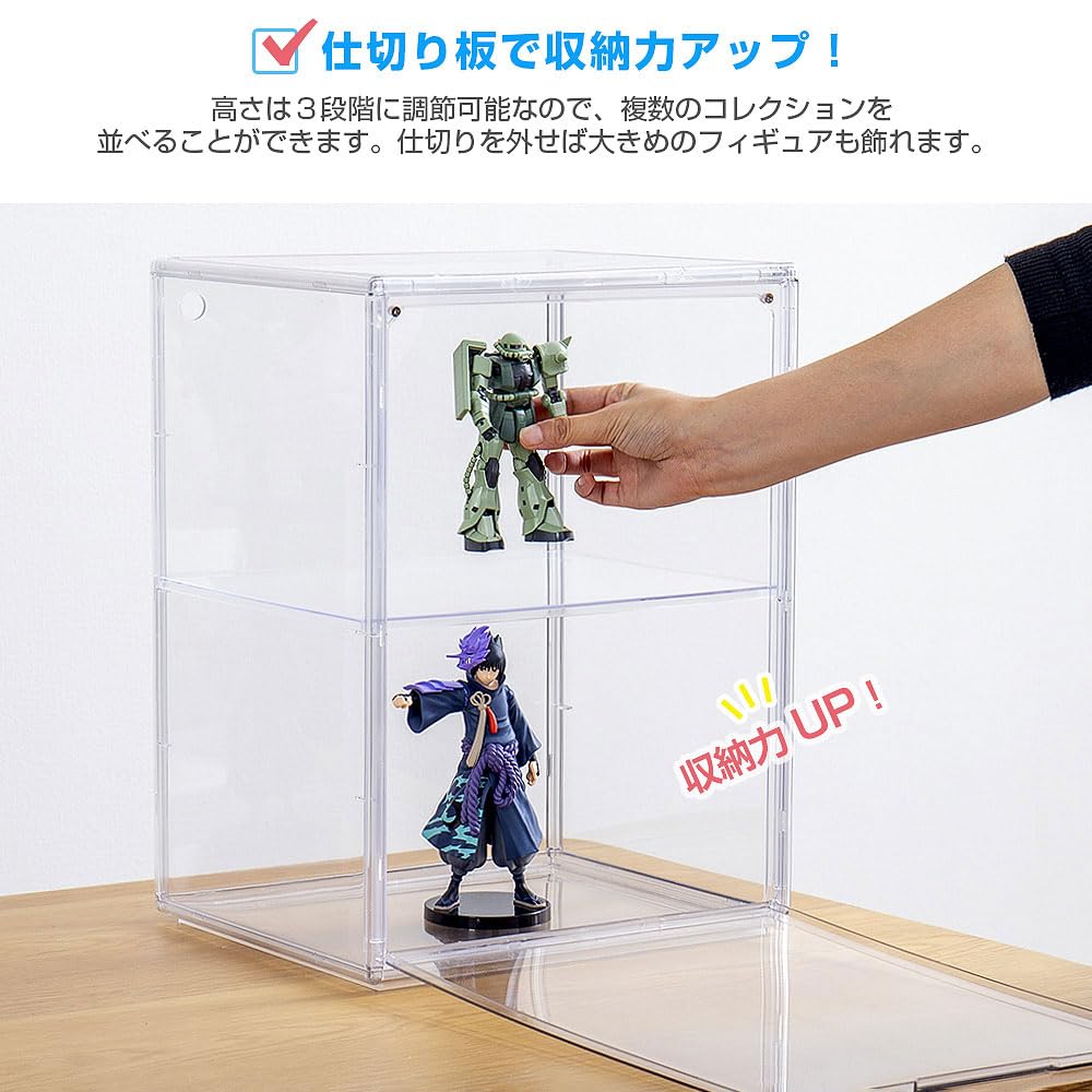 Чехол для хранения фигурок Hachibanya, прозрачный, с магнитной дверью, коллекционный чехол, штабелируемый, ширина x глубина 25 x высота 40 см, прозрачный, один 29,2