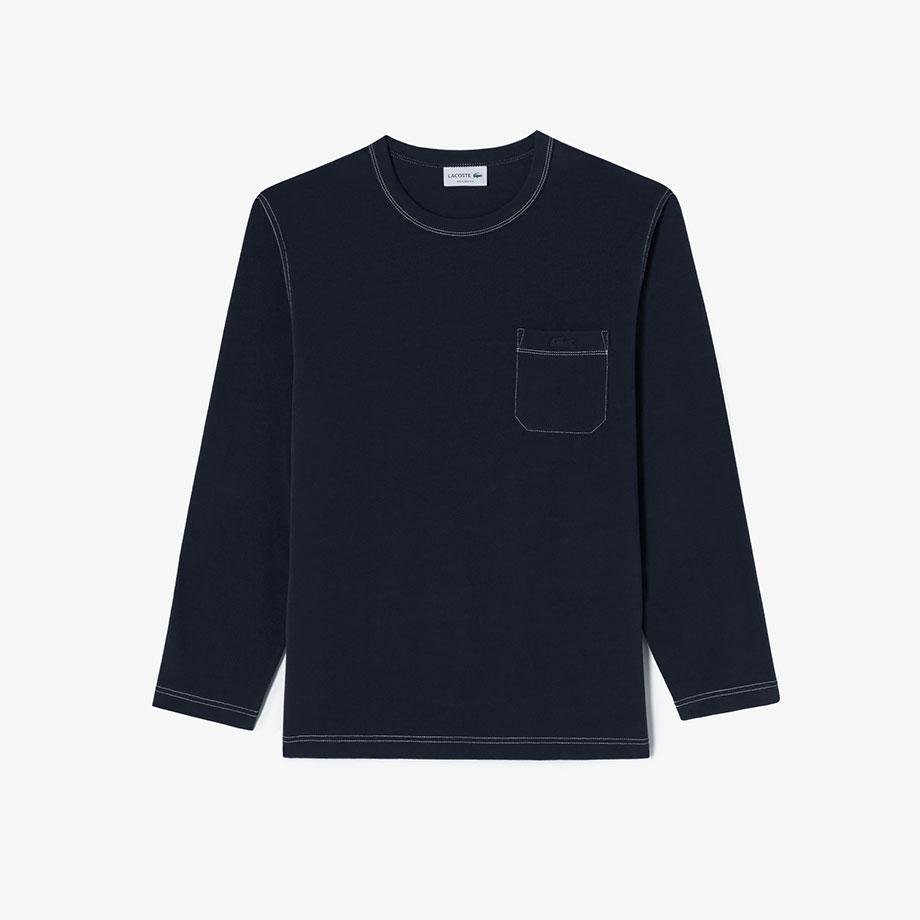 Lacoste Мужская футболка с длинным рукавом, круглым вырезом, карманом, начесом TH367E-55NHDE