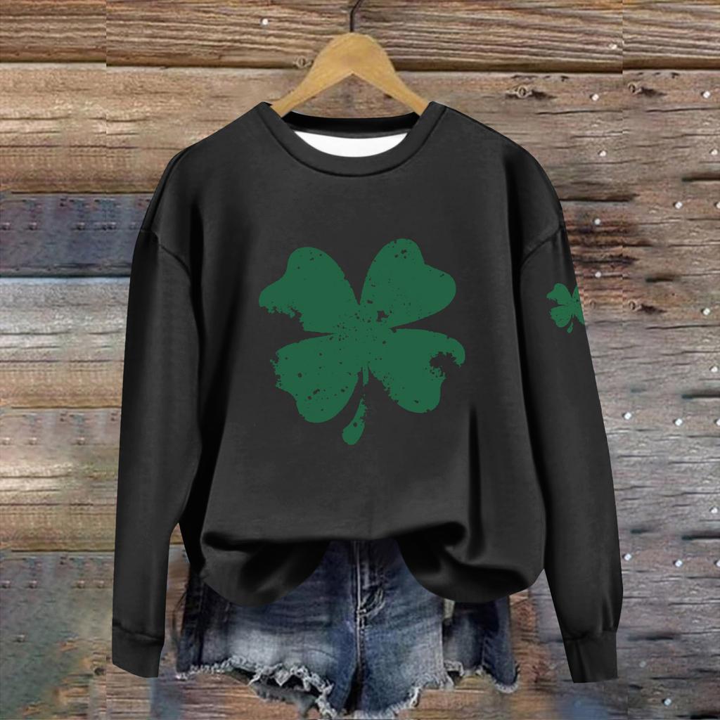 Женская повседневная модная блузка с длинным рукавом и круглым вырезом, пуловер с принтом