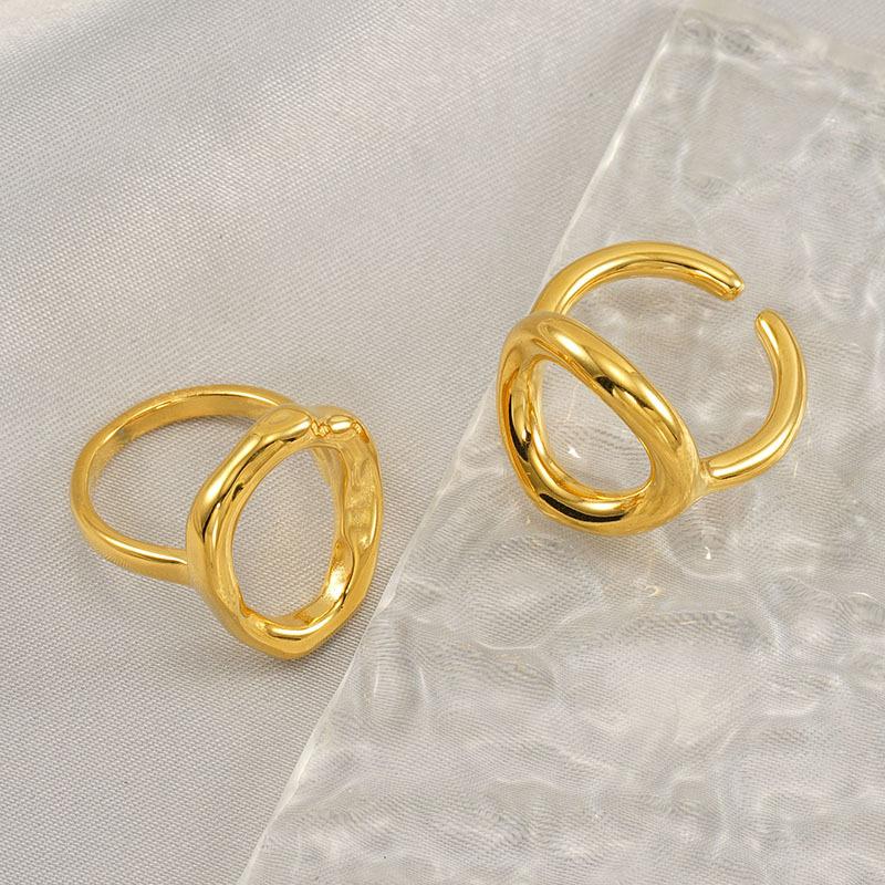 Ювелирные изделия 18-каратное золотое кольцо из нержавеющей стали с преувеличенным дизайном, легкие роскошные кольца из титановой стали для женщин