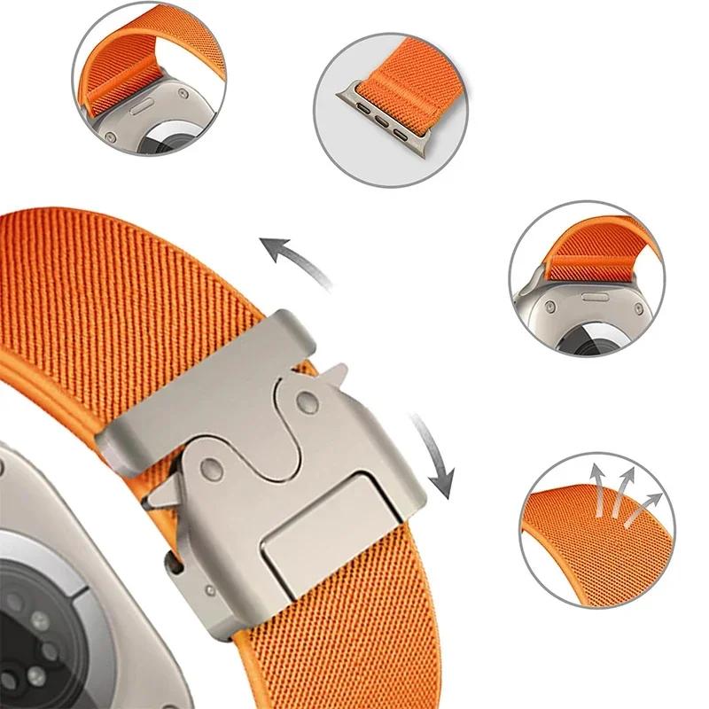 Парашютные ремешки для Apple watch 10 ремешок 46мм 42-41-45мм Ultra 2 49мм 44мм нейлоновый браслет iWatch Apple watch Series 9 8 SE 5 6 7