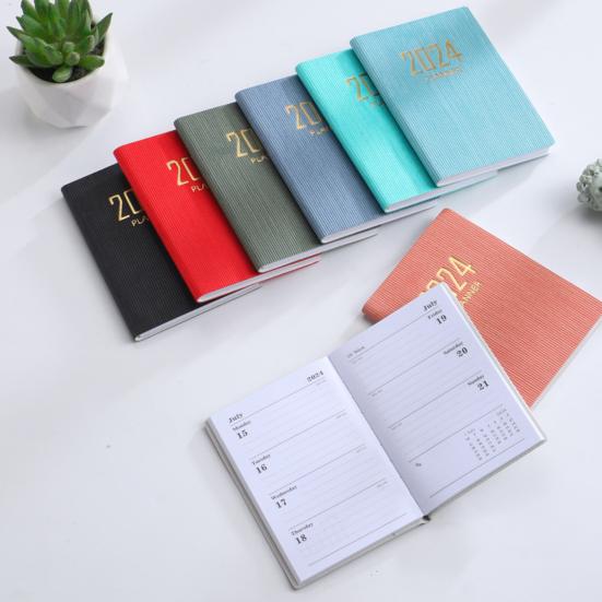 A7 2024 английский планировщик из искусственной кожи в твердом переплете, 180 страниц, водостойкая бумага, мини-журнал, карманный блокнот для молочных продуктов, студенческие принадлежности