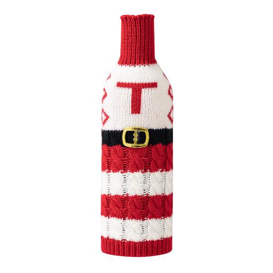 Рождественский чехол для бутылки вина, многоразовый вязаный чехол с буквами, праздничный декор стола