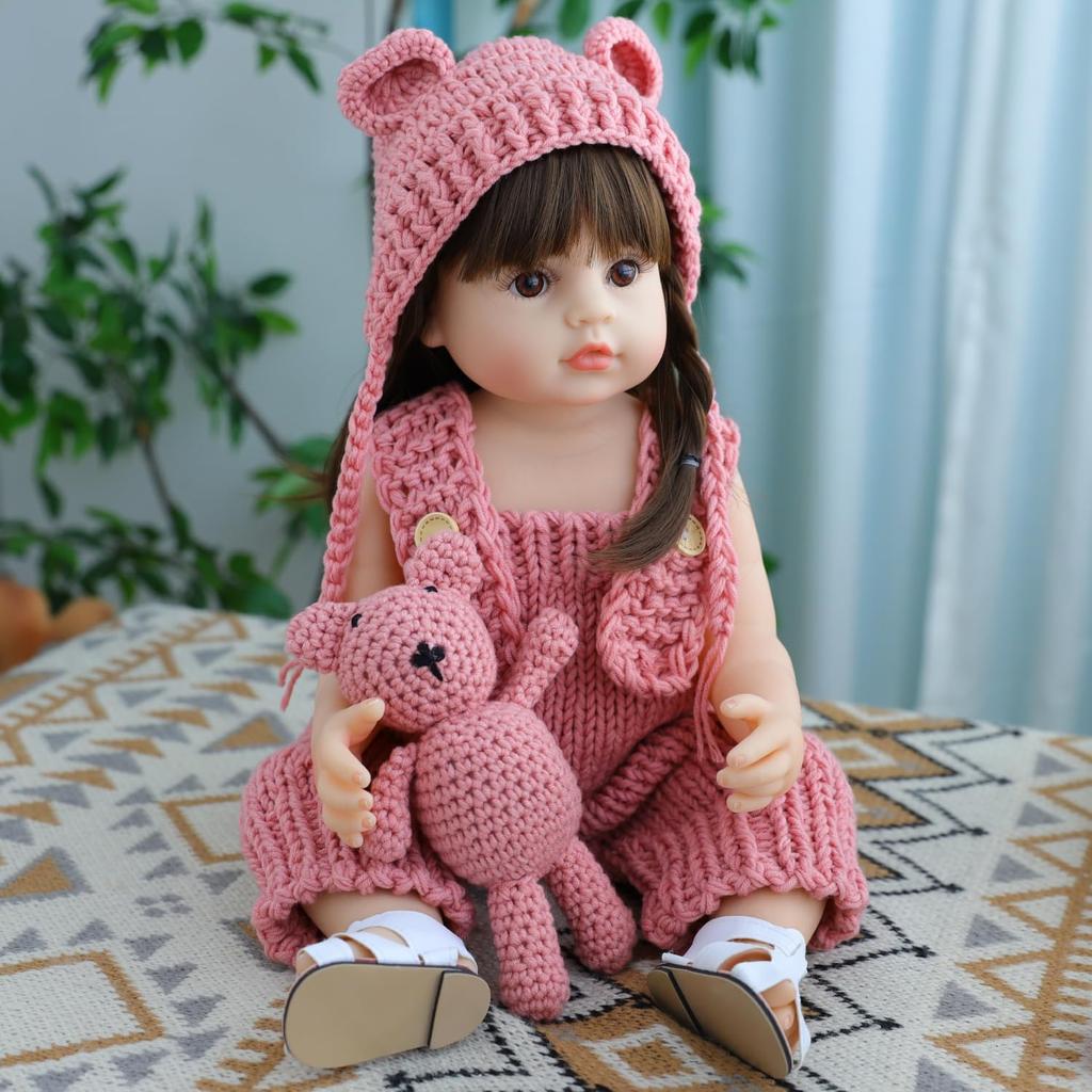 Simulation Reborn Baby 22 Inch 55 Cm Reborn Dolls Lifelike Full Silicone Vinyl Washable Movable Realistic Baby Dolls for Toddlers Reborn Baby Girls