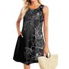 Summer Dresses For Women Beach Boho Sleeveless Printing Flowy Pocket Tshirt Tank Sundresses
