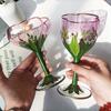 1 шт. австрийский средневековый бокал для шампанского, хрустальный бокал для красного вина, розовая расписанная вручную чаша для мороженого, винтажный цветочный кубок, подарки