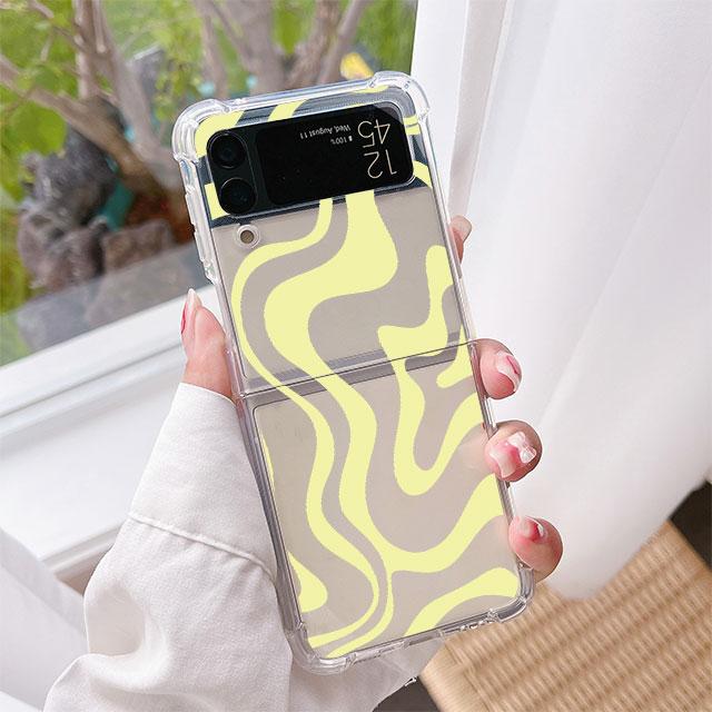 Роскошный чехол с текстурой коровы для Samsung Galaxy Z Flip 3 4 5G Funda Z Flip3, прозрачный жесткий противоударный чехол из ПК, чехол для телефона