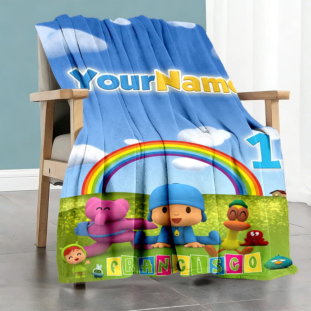 Pocoyo Personalized Name Blanket Multi-purpose Personalized Blanket Ultra-Soft for Chair Home Decor Bed Sofa Ideal for All Seasons