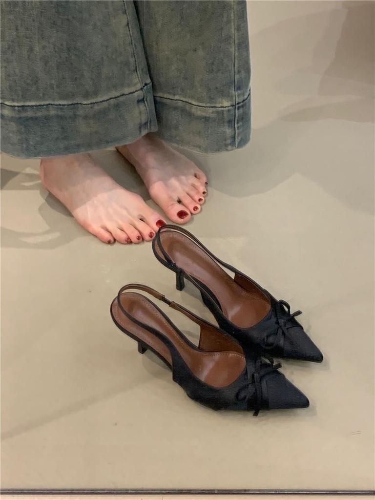 Нежный вечерний бриз туфли на высоком каблуке женственность элегантный бант острый носок шпилька сумка голова сандалии