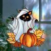 Halloween Ghost Suncatcher Colorful Dog/Cat Pattern Window Hanging Ornament with Pumpkin 2D Acrylic Suncatcher for Halloweens Decor Cat Lovers Gift