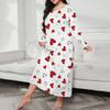 Spring Autumn Women Nightgown Plus Size Round Neck Butterfly Leopard Heart Printing