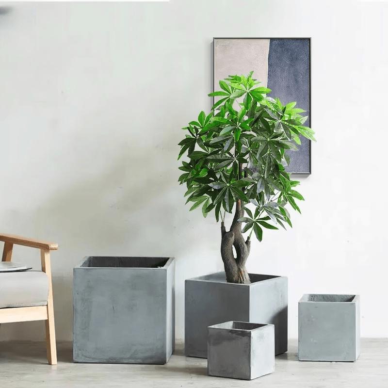 Ying Tang Square Cement Magnesium Clay Flower Pot