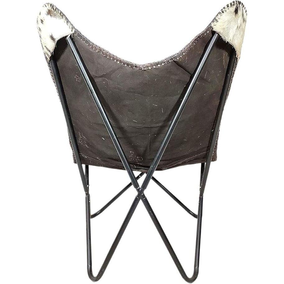 Кожаное кресло с принтом коровы/коровьей шкурой, кожаные кресла-бабочки для взрослых, кресло-шезлонг для отдыха со складной железной рамой, винтажное кресло Boho Alite