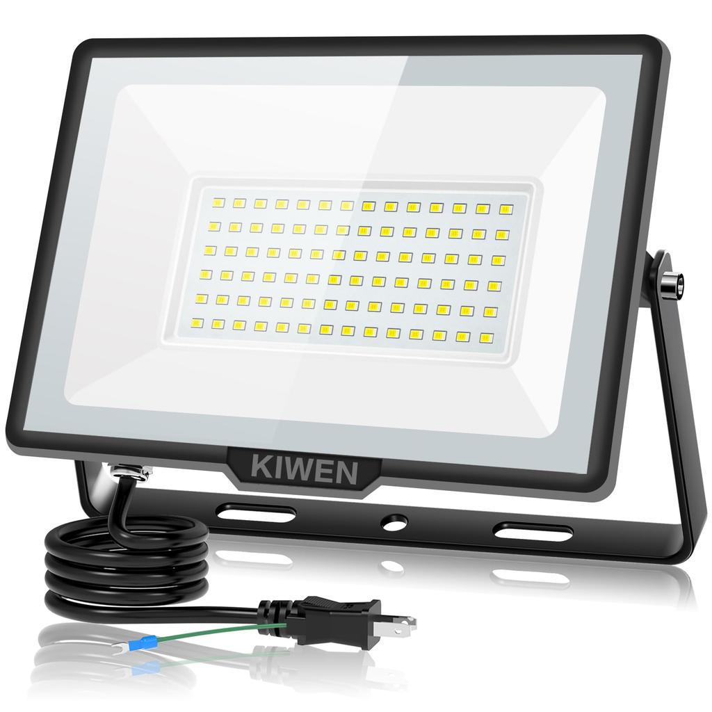 KIWEN LED Floodlight, Outdoor, Waterproof Work Light, 100V 100W, 15,000 Lumens, High Brightness (1500W Equivalent), Ultra-Lightweight, Ultra-Slim,
