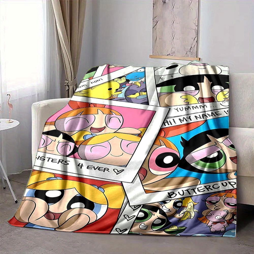 1pc Powerpuff Girls Flannel Blanket, Soft Skin Friendly with Digital Printing, Various Sizes Available for Family, Friends, Birthday
