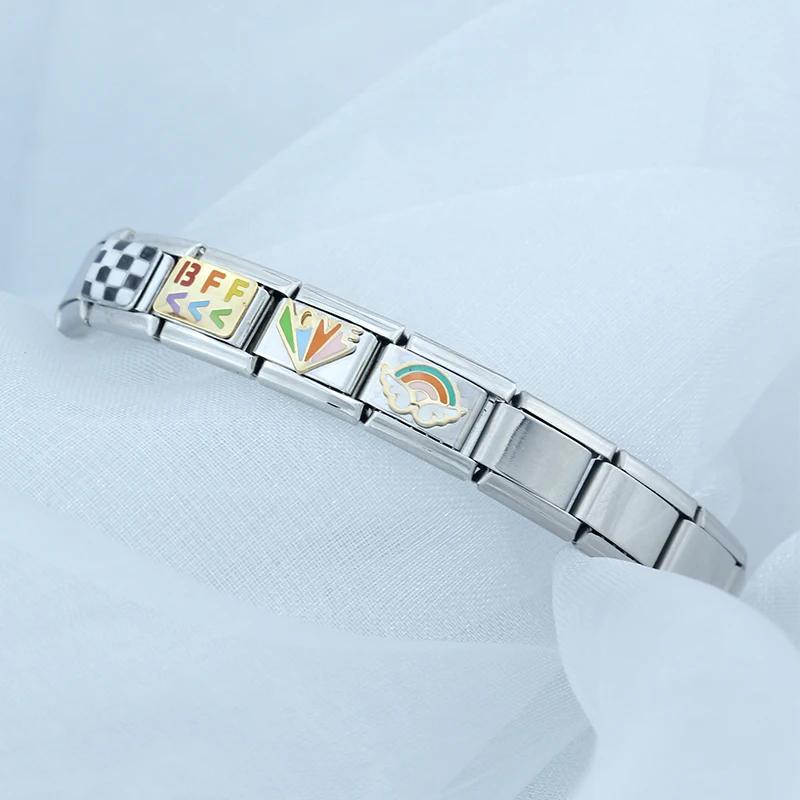 New Original Daisy Colour Love Butterfly Star Charm Italian Links Fit 9mm Bracelet Stainless Steel Jewelry Making DJ512