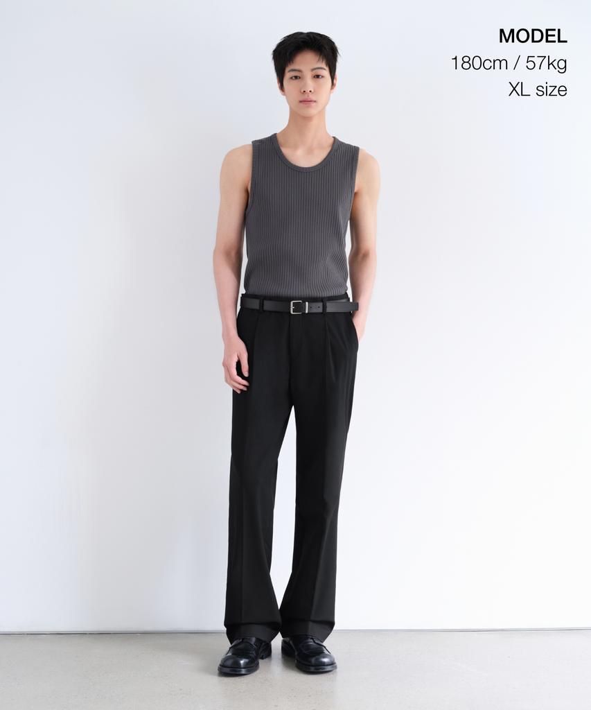 MUSINSA STANDARD Wide Ribbed Tank Top [Dark Grey]