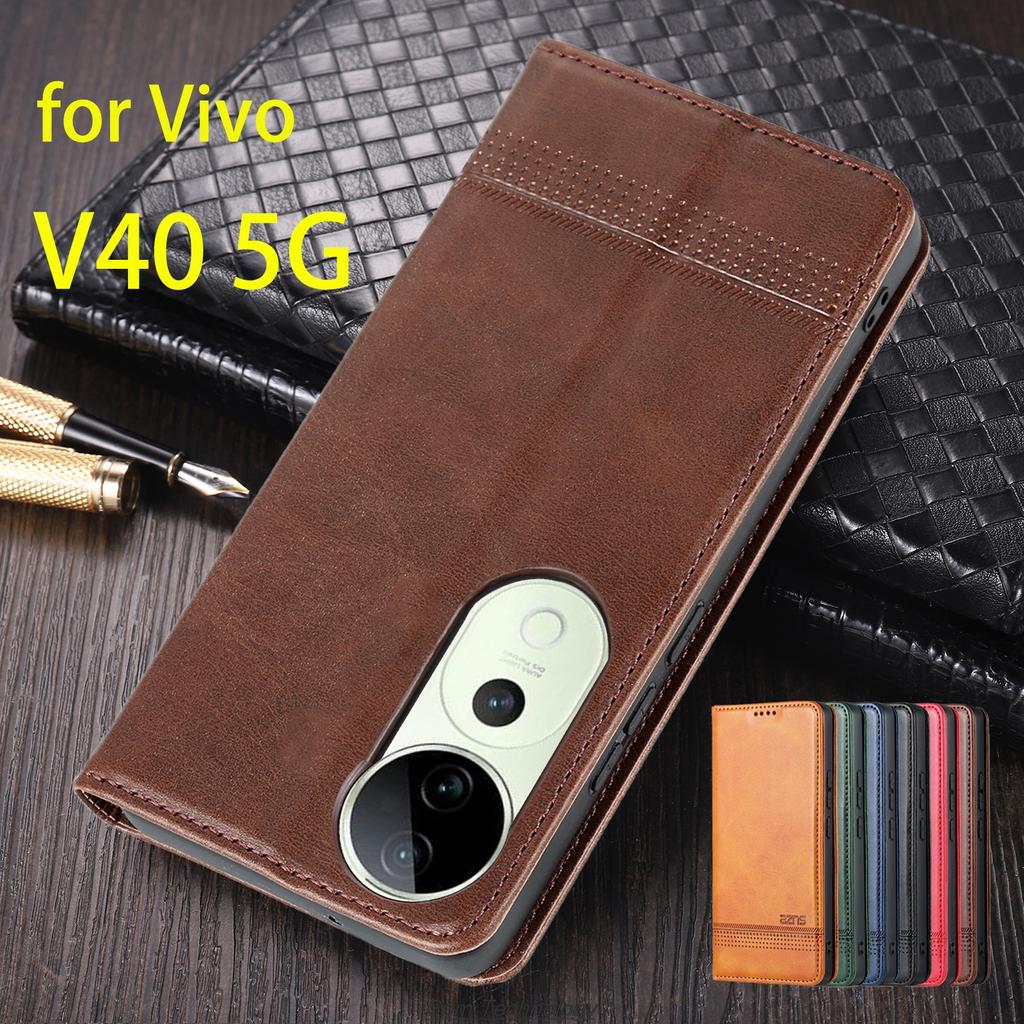 Роскошный магнитный адсорбционный кожаный чехол для Vivo V40 5G Flip Cover Защитный чехол Capa Fundas Coque