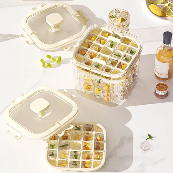 Portable Ice Cube Maker with Lid and Ice Shovel Reusable Ice Tray Food-Grade Safe Storage Container for Home RV Outdoor BBQ Pool Party Camping
