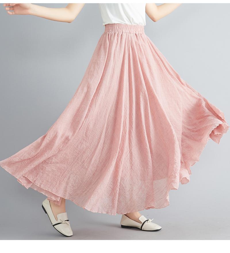 Dimanaf Plus Size Women Linen Skirts Female Elastic Basic Fashion Japanese Dress