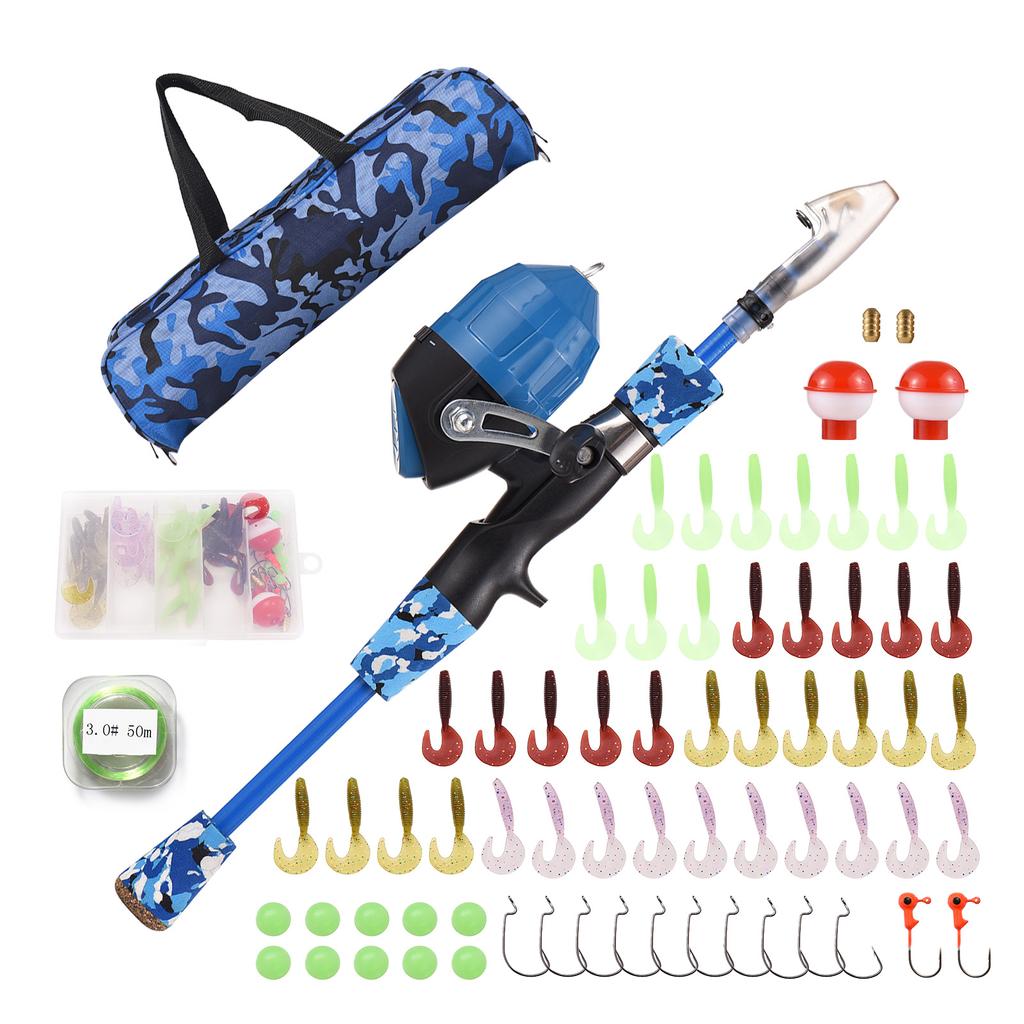 Портативная легкая детская удочка, телескопическая удочка и катушка, комплект с рыболовными приманками, лесками и рыболовными крючками