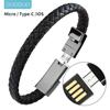 2A Кабель для зарядки мобильного телефона Плетеный спортивный браслет USB-кабель для зарядного устройства Быстрая зарядка для iPhone Кабель Micro USB Type C Samsung Huawei Xiaomi LG