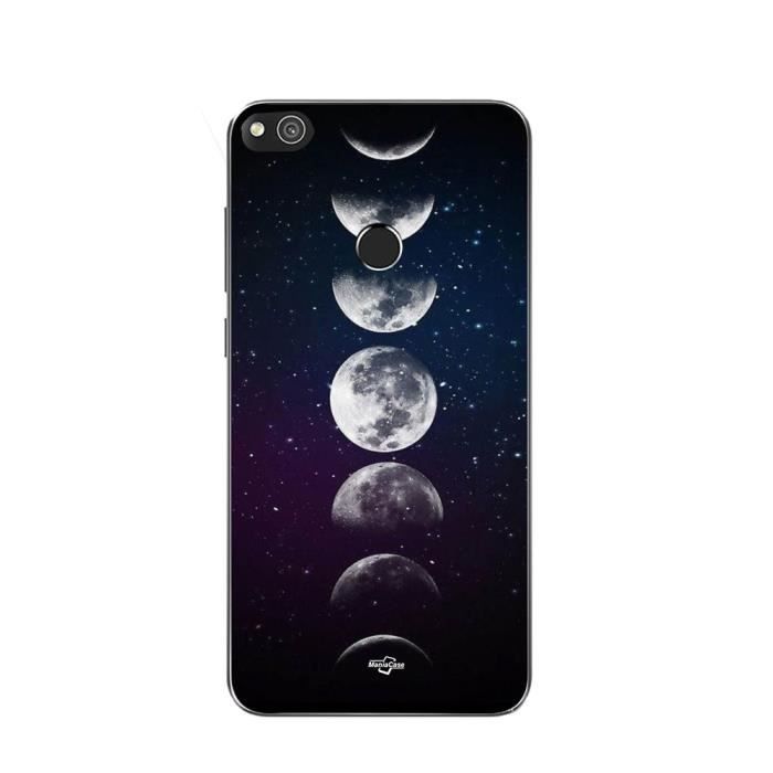 Coque - Maniacase - Huawei P8 Lite 2017 - Souple - Noir - Lune phase nuit étoile