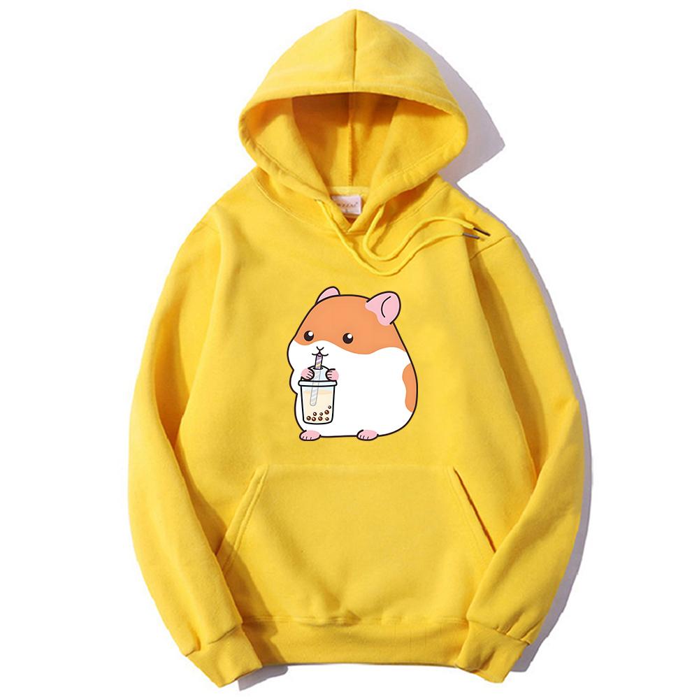 Толстовка с капюшоном в стиле Харадзюку в стиле хомяка, топы с принтом Kpop, толстовки с героями мультфильмов, милая зимняя одежда, толстовки для женщин/мужчин