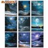 DIY Painting By Numbers Moon Landscape Acrylic On Canvas Wall Art Picture By Numbers Seaside For Living Room