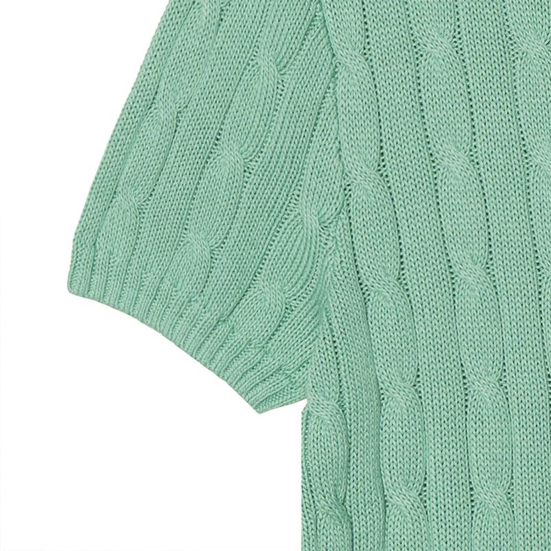 Polo Ralph Lauren Вязаный в рубчик свитер с коротким рукавом и круглым вырезом Женские топы Зеленый 211895379-018