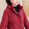 Plus Size 2XL-6XL Middle Age Women's Coat Winter Parkas Hooded Casual Loose Thick Warm Lady Jackets Long Sleeve Outerwears