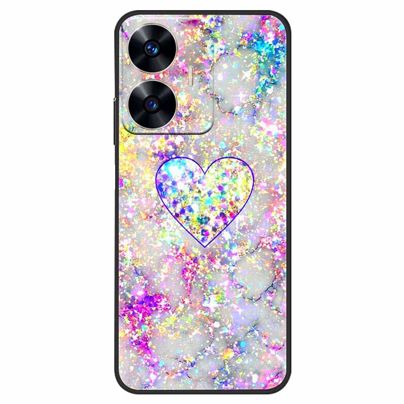 Чехол для телефона Realme C55 Черный Силиконовый Fundas Для Realme C55 RMX3710 ТПУ Мягкая Задняя Панель Coque Звезда Нарисована на RealmeC55 C 55