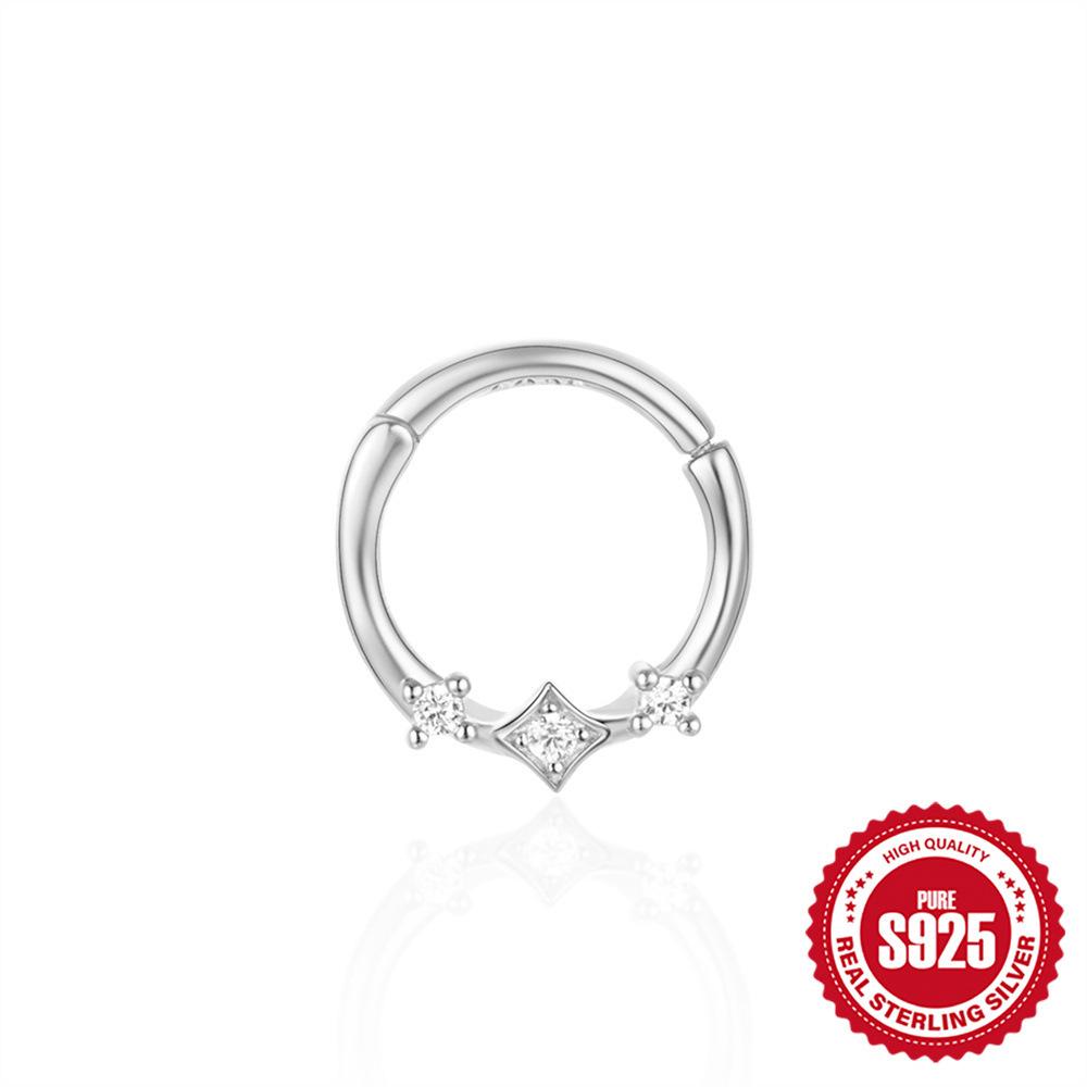 Серьги для пирсинга хряща Wind S925 Sterling Silver Star Diamond Temperament, пряжка для ушей, кольцо для носа, двойное назначение