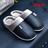 Men Women Waterproof PU Leather Winter Warm Plush Home Shoes House Slippers Indoor Anti-Skid