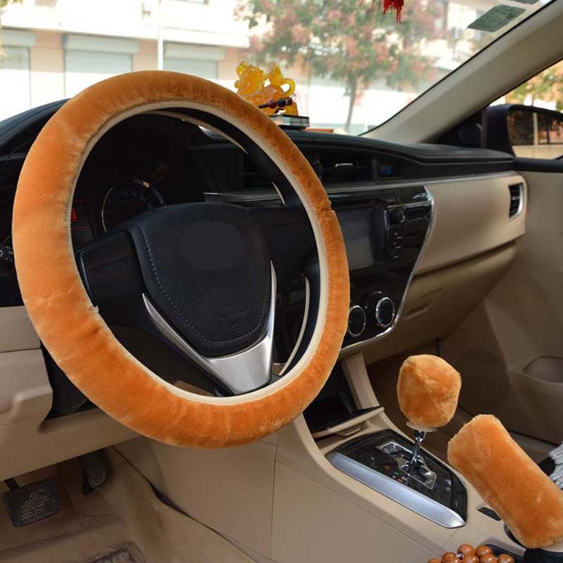 Автомобильный чехол на руль из теплого меха Универсальные плюшевые чехлы на руль автомобиля